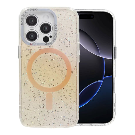 iPhone 16 Pro Max Deksel Glitter Diamond MagSafe Gull
