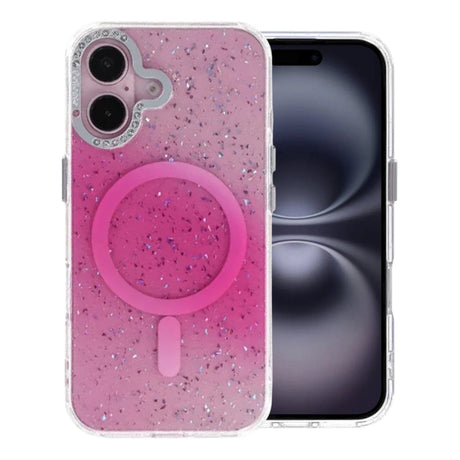 iPhone 16 Deksel Glitter Diamond MagSafe Rosa