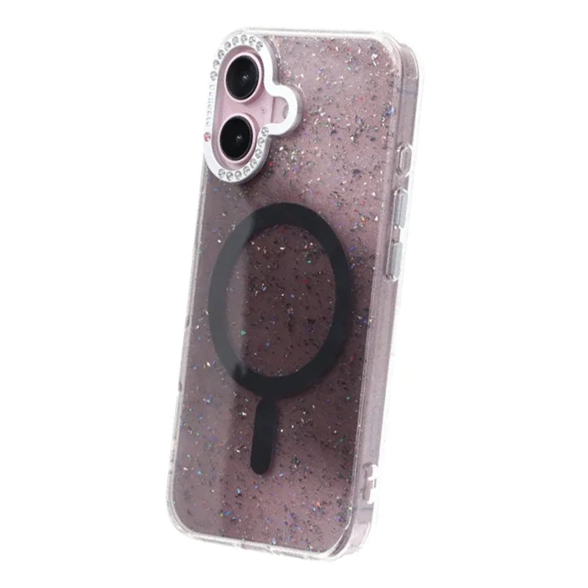 iPhone 16 Deksel Glitter Diamond MagSafe Svart