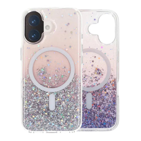 iPhone 17 Deksel Glitter Stjerner MagSafe Lilla