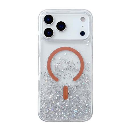 iPhone 17 Pro Deksel Glitter Stjerner MagSafe Oransje