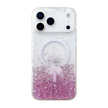 iPhone 17 Pro Deksel Glitter Stjerner MagSafe Rosa