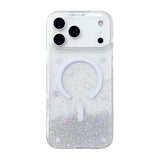 iPhone 17 Pro Deksel med glitter og stjerner, MagSafe, Sølv