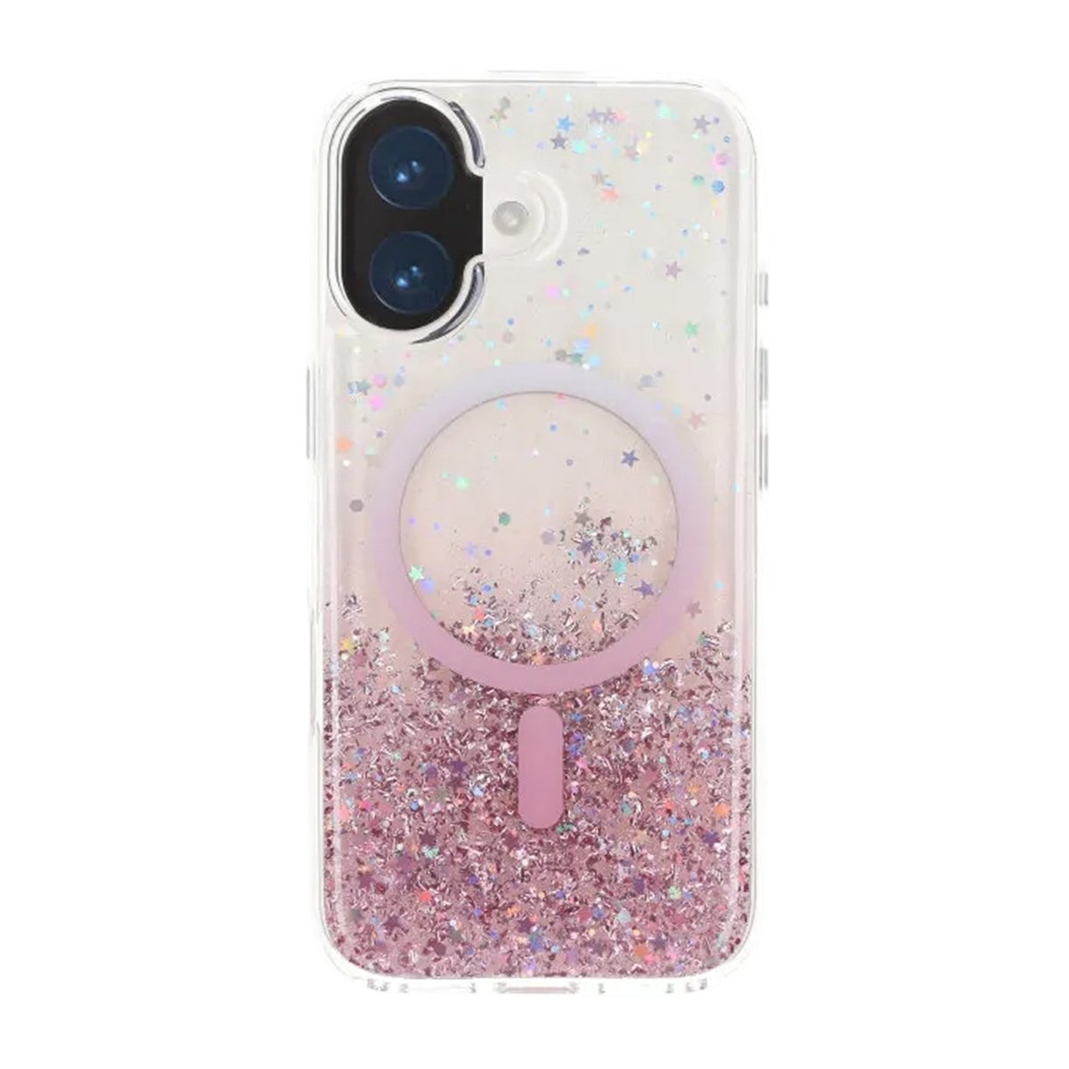 iPhone 17 Deksel Glitter Stjerner MagSafe Rosa