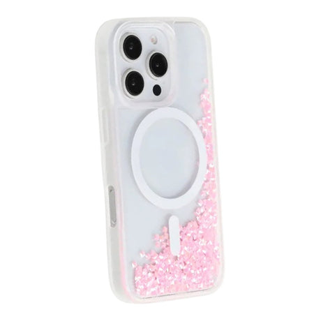 iPhone 16 Pro Max-deksel Diamond Quicksand MagSafe Rosa