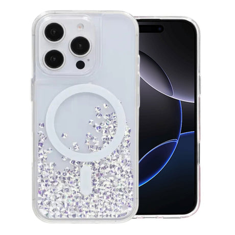 iPhone 16 Pro-deksel Diamond Quicksand MagSafe Hvit