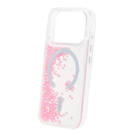 iPhone 17 Pro Max-deksel Diamond Quicksand MagSafe Rosa