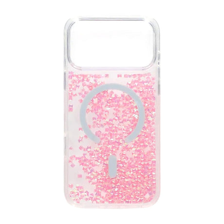 iPhone 17 Pro-deksel Diamond Quicksand MagSafe Rosa