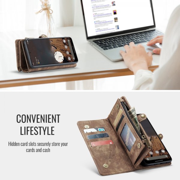 CaseMe Google Pixel 10/Pixel 10 Pro Etui 008 Series Avtakbart Deksel Brun