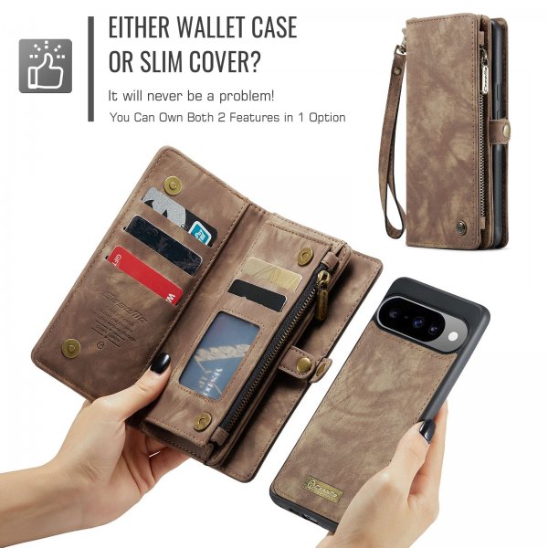 CaseMe Google Pixel 10/Pixel 10 Pro Etui 008 Series Avtakbart Deksel Brun