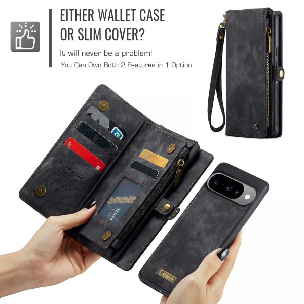 CaseMe Google Pixel 10/Pixel 10 Pro Etui 008 Series Avtakbart Deksel Svart