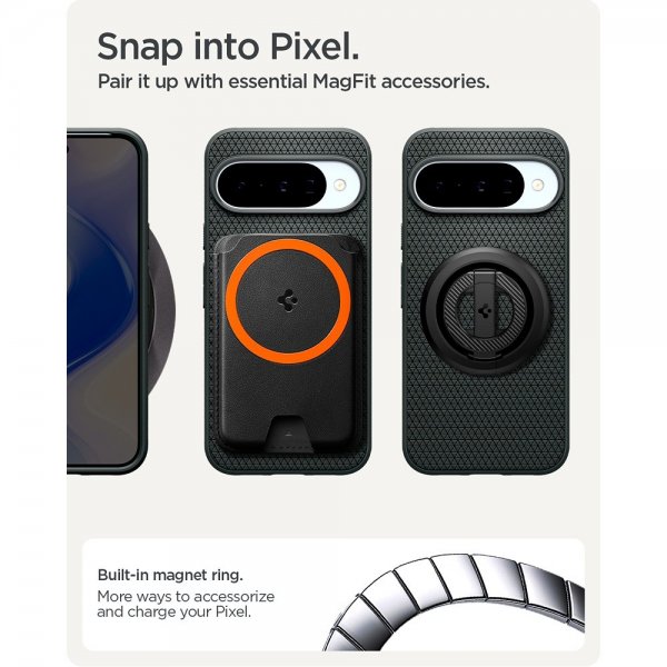 Spigen Google Pixel 10/Pixel 10 Pro Deksel Liquid Air MagFit Abyss Green