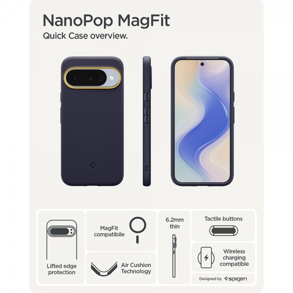 Spigen Google Pixel 10/Pixel 10 Pro Deksel Nano Pop MagFit Blueberry Navy