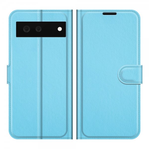 Google Pixel 6 Etui Litchi Blå