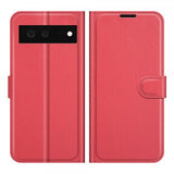Google Pixel 6 Etui Litchi Rød