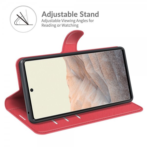 Google Pixel 6 Etui Litchi Rød