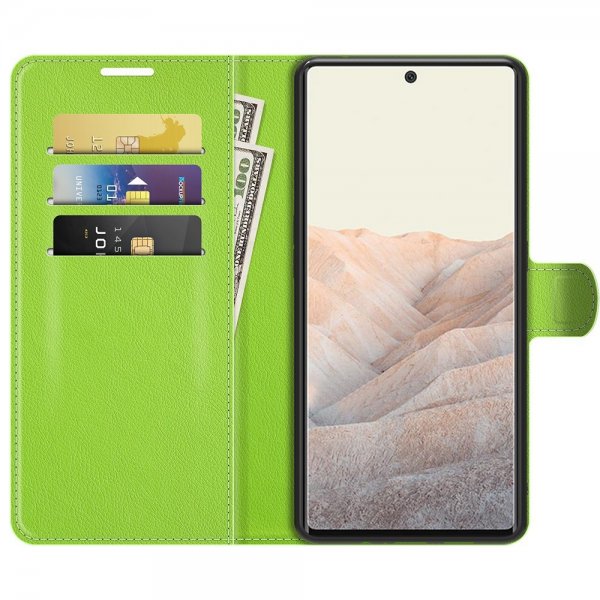 Google Pixel 6 Pro Etui Litchi Grønn