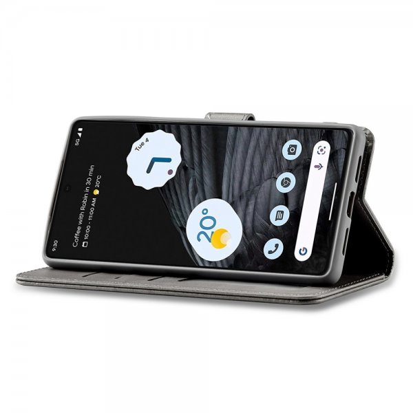Lc.Imeeke Google Pixel 7 Pro Etui med Kortlomme stativfunksjon Grå