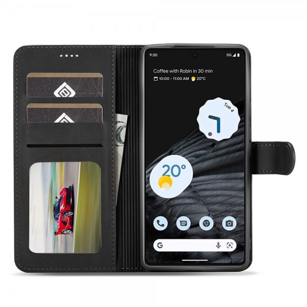 Lc.Imeeke Google Pixel 7 Pro Etui med Kortlomme stativfunksjon Svart