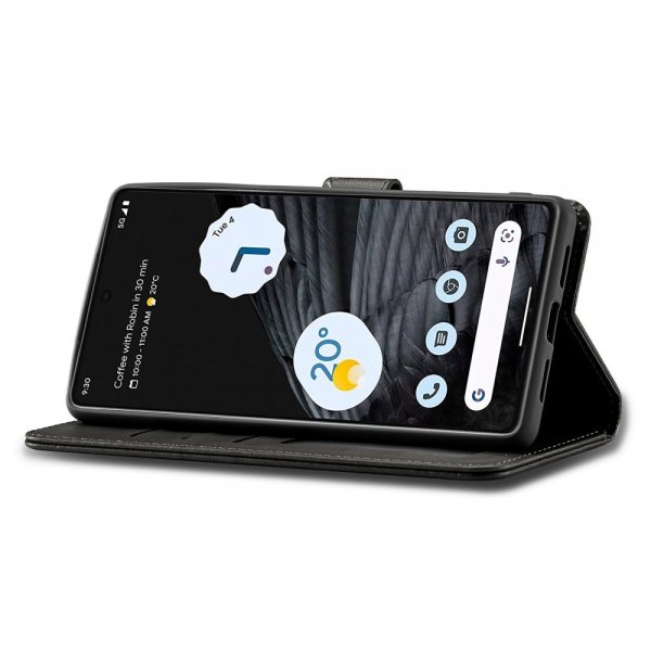 Lc.Imeeke Google Pixel 7 Pro Etui med Kortlomme stativfunksjon Svart
