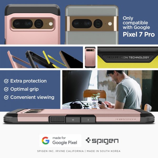 Spigen Google Pixel 7 Pro Deksel Tough Armor Rosegull