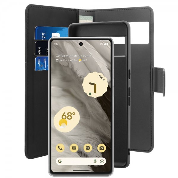 Puro Google Pixel 7a Etui Wallet Detachable 2 in 1 Svart
