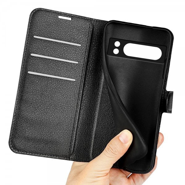 Google Pixel 8 Pro Etui Litchi Svart
