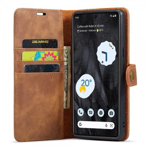 Dg.Ming Google Pixel 8 Pro Etui Avtagbart Deksel Brun