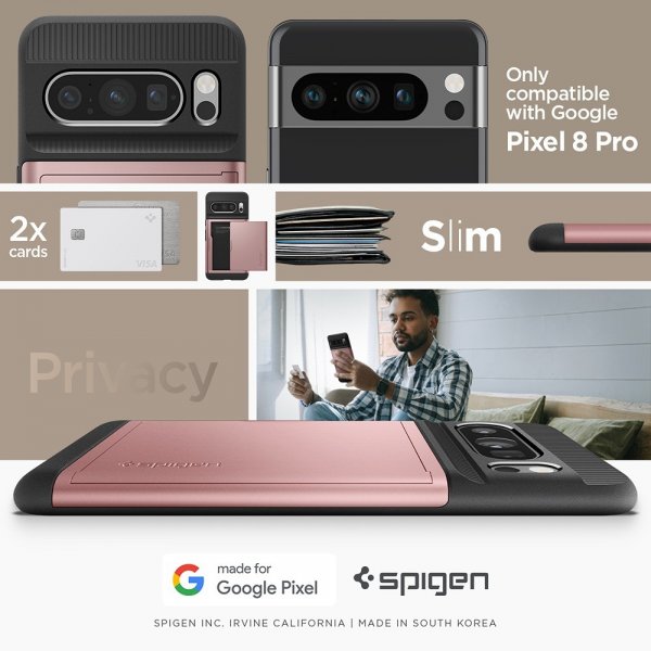 Spigen Google Pixel 8 Pro Deksel Slim Armor CS Rose Gold