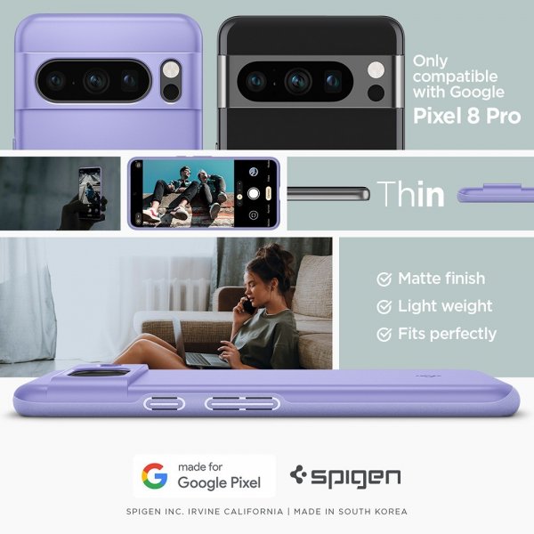 Spigen Google Pixel 8 Pro Deksel Thin Fit Awesome Violet