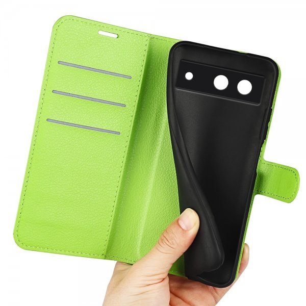 Google Pixel 8a Etui Litchi Grønn