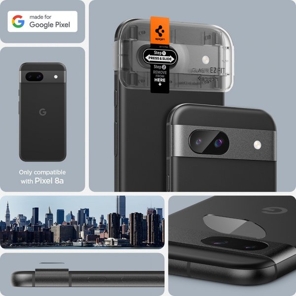 Spigen Google Pixel 8a Kamerabeskytter Glas.tR EZ Fit Optik 2-pakning Crystal Clear