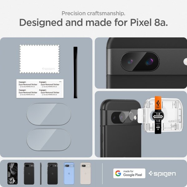 Spigen Google Pixel 8a Kamerabeskytter Glas.tR EZ Fit Optik 2-pakning Crystal Clear