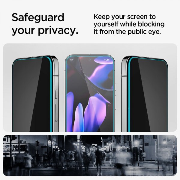 Spigen Google Pixel 9/9 Pro/Pixel 10/10 Pro Skjermbeskytter GLAS.tR EZ Fit Privacy 2-pakning