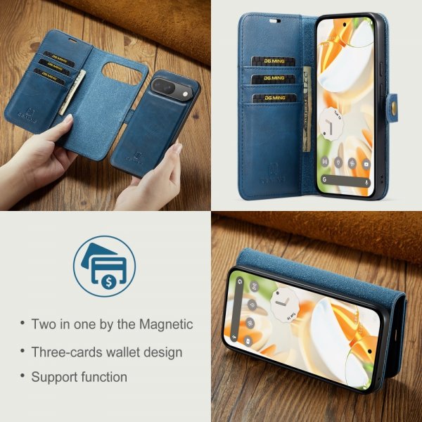 Dg.Ming Google Pixel 9/Pixel 9 Pro Etui Avtagbart Deksel Blå