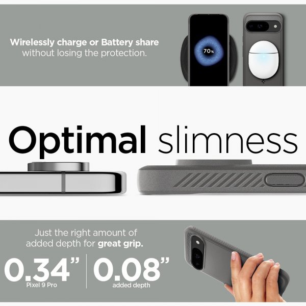 Spigen Google Pixel 9/Pixel 9 Pro Deksel Rugged Armor Marble Gray