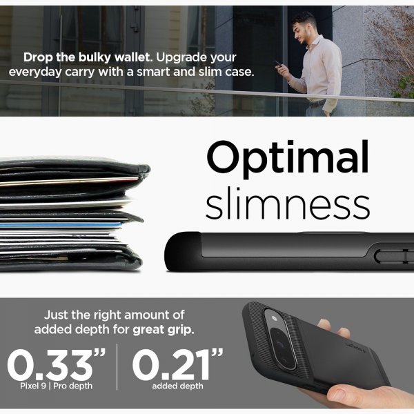 Spigen Google Pixel 9/Pixel 9 Pro Deksel Slim Armor CS Svart
