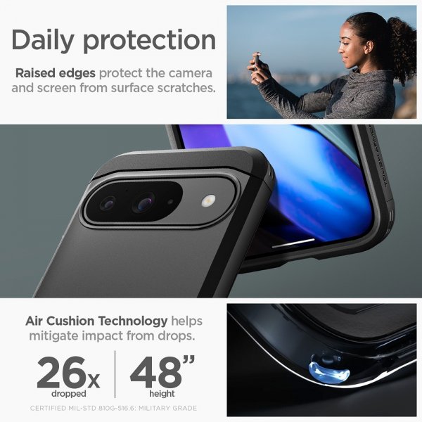 Spigen Google Pixel 9/Pixel 9 Pro Deksel Tough Armor Svart