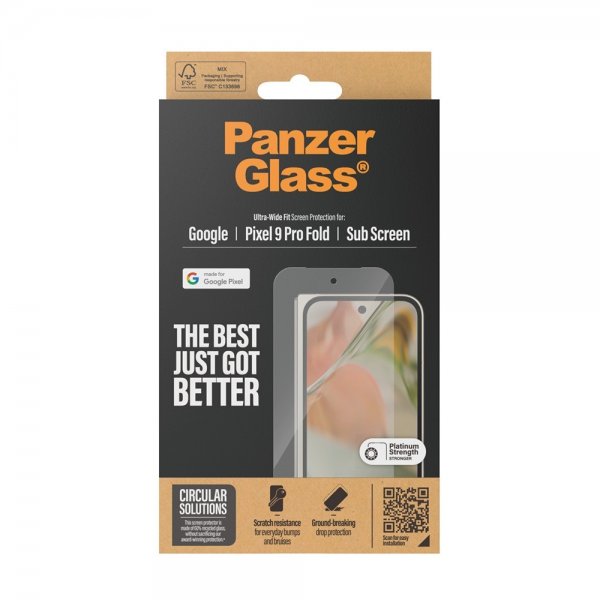 PanzerGlass Google Pixel 9 Pro Fold Skjermbeskytter Ultra-Wide Fit Sub Screen