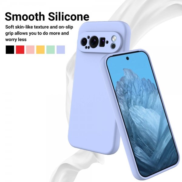 Google Pixel 9 Pro Deksel med Stropp Silikon Lilla