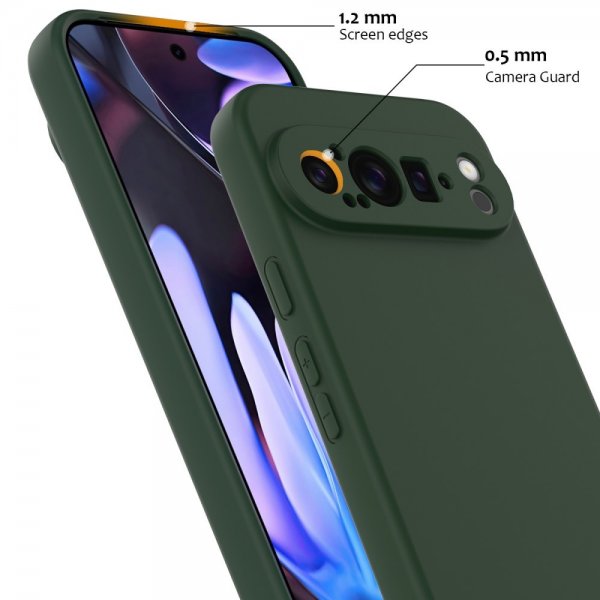 Google Pixel 9 Pro Deksel med Stropp Silikon MagSafe Mørkegrønn
