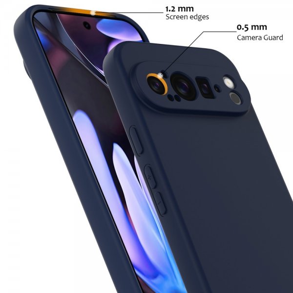 Google Pixel 9 Pro XL Deksel med Stropp Silikon MagSafe Mørkeblå