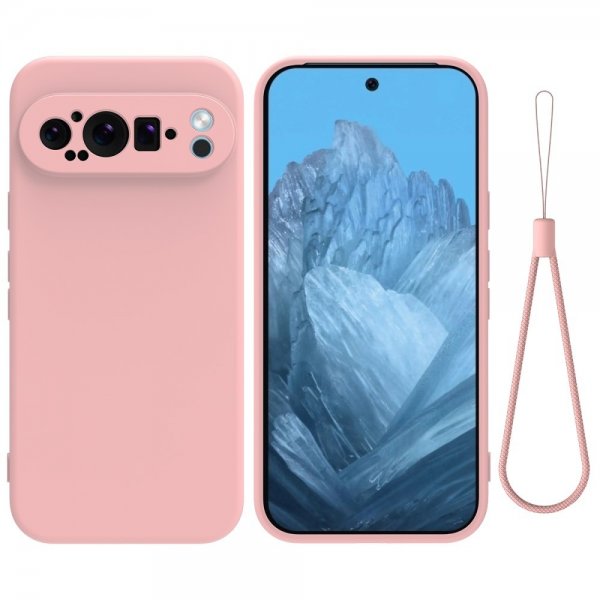 Google Pixel 9 Pro XL Deksel med Stropp Silikon Rosa