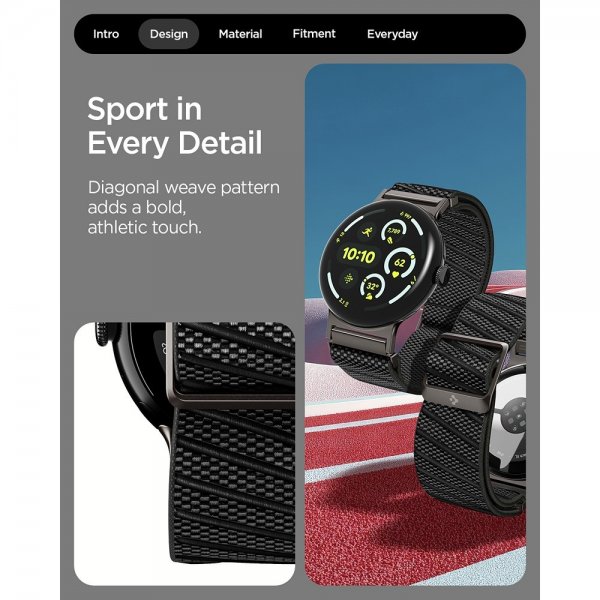 Spigen Google Pixel Watch 3/4 45mm Armbånd Lite Fit X Svart