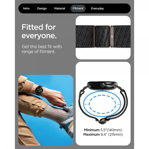 Spigen Google Pixel Watch 3/4 45mm Armbånd Lite Fit X Svart