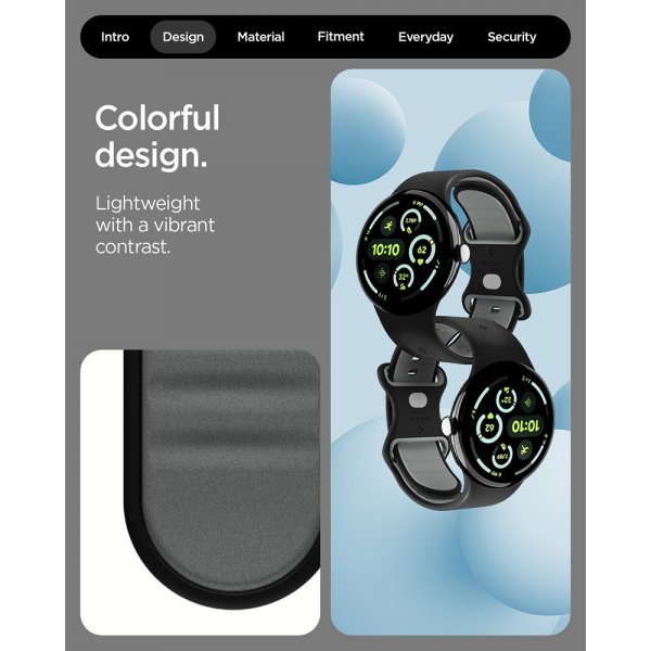 Spigen Google Pixel Watch 3/4 45mm Armbånd Nano Pop Black Sesame