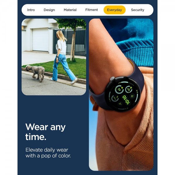 Spigen Google Pixel Watch 3/4 45mm Armbånd Nano Pop Blueberry Navy
