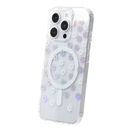 iPhone 16 Pro Deksel Blomstret strass MagSafe Blå