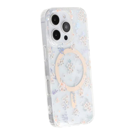 iPhone 16 Pro Max Deksel Blomstret strass MagSafe Rosa