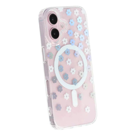 iPhone 17 Deksel Blomstret Strass MagSafe Lilla
